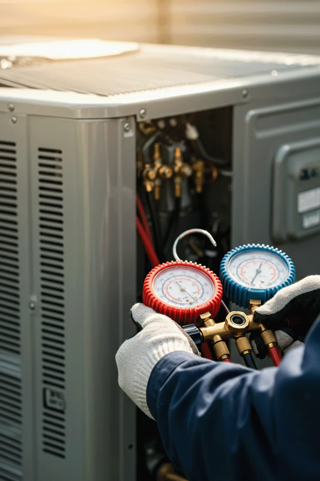 J&K technician servicing an air conditioner