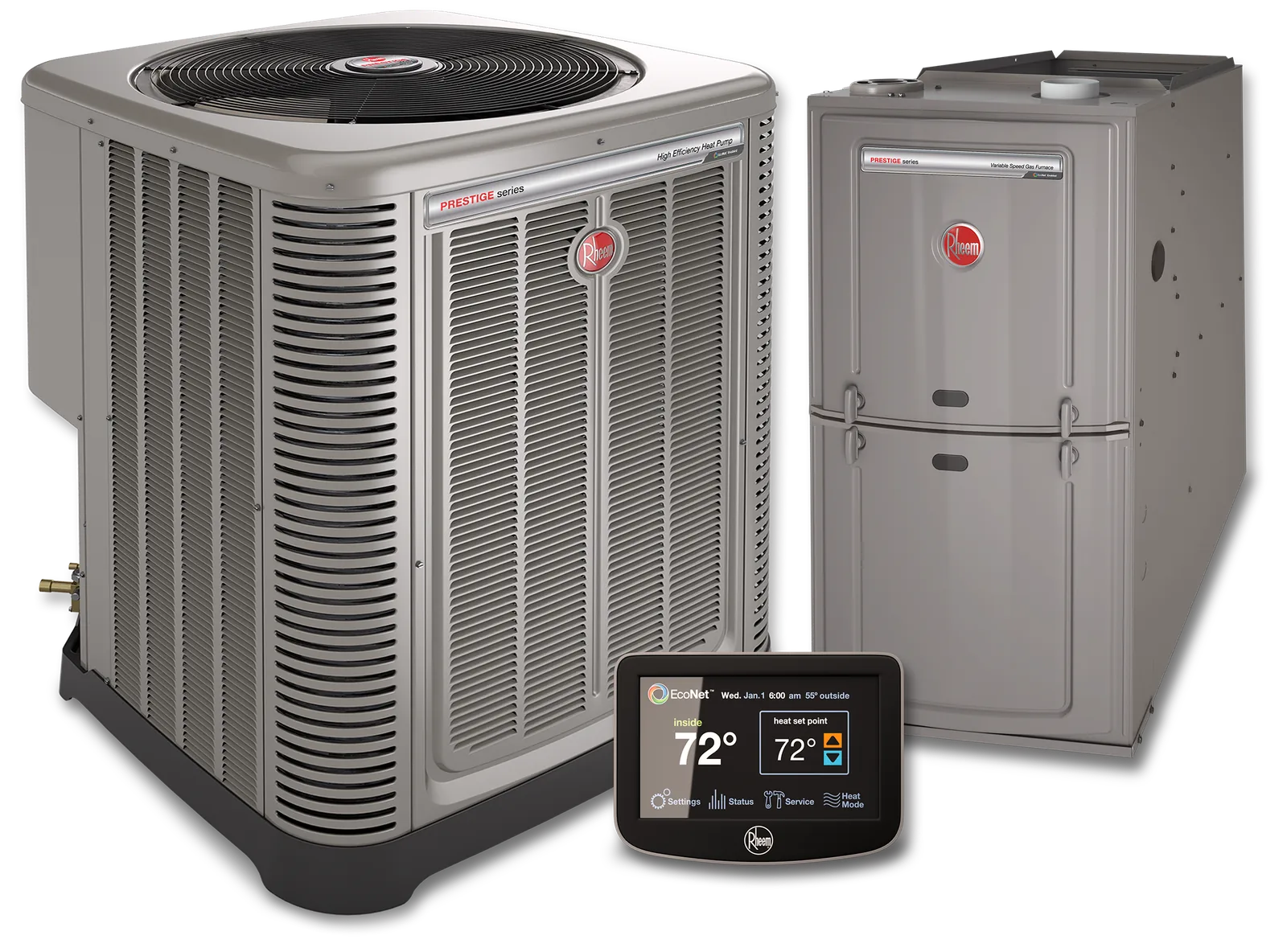 Rheem Prestige high-efficiency heat pump and furnace